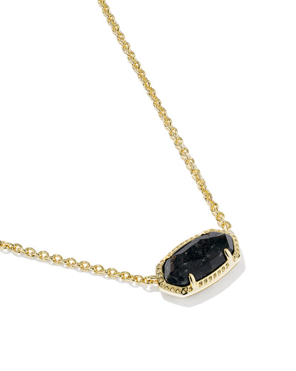 ELISA BOO SHORT PENDANT NECKLACE GOLD BLACK GRANITE