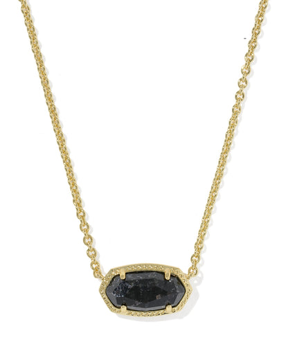 ELISA BOO SHORT PENDANT NECKLACE GOLD BLACK GRANITE