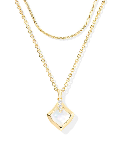 JOELLE MULTI STRAND NECKLACE GOLD IVORY MOTHER OF PEARL