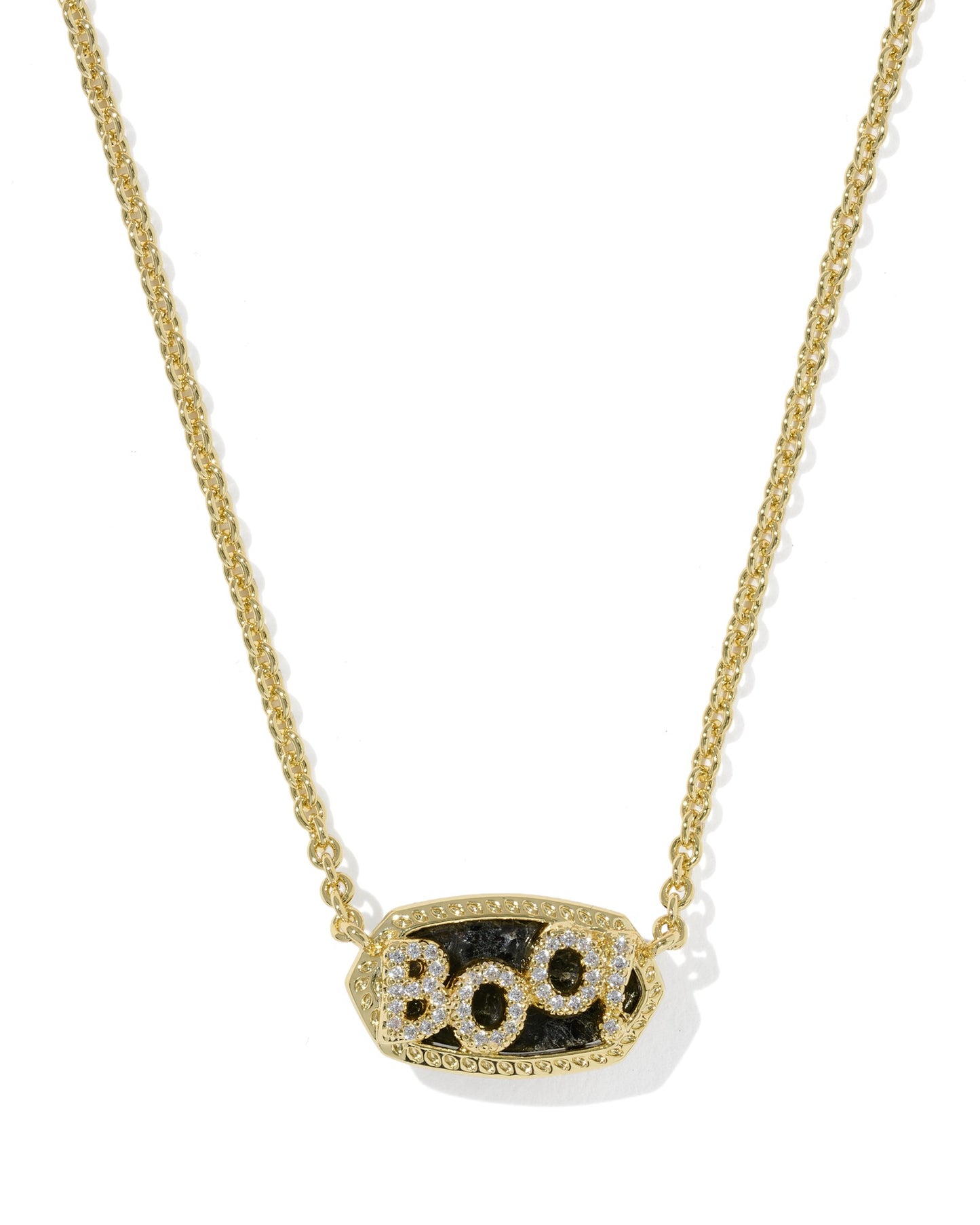 ELISA BOO SHORT PENDANT NECKLACE GOLD BLACK GRANITE