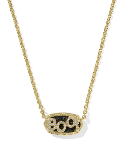 ELISA BOO SHORT PENDANT NECKLACE GOLD BLACK GRANITE
