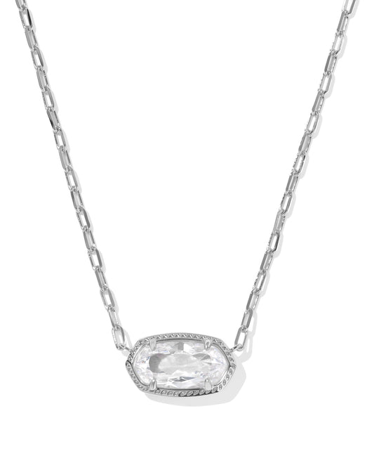ELISA LUXE SHORT PENDANT NECKLACE SILVER WHITE CZ