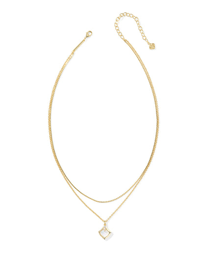 JOELLE MULTI STRAND NECKLACE GOLD IVORY MOTHER OF PEARL