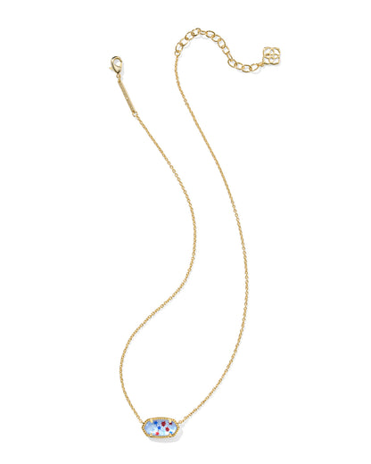 ELISA PENDANT NECKLACE GOLD RED WHITE BLUE STAR ILLUSION