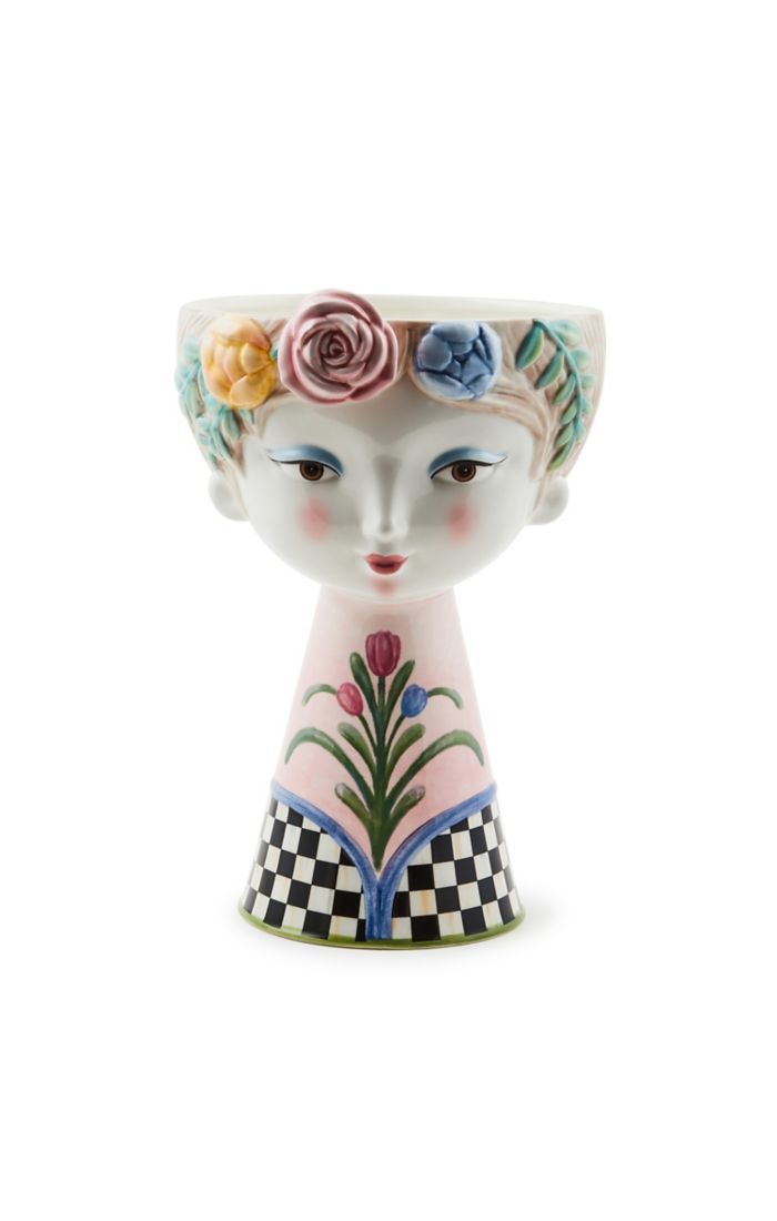 Mackenzie-Childs rosy meadow tall lady vase