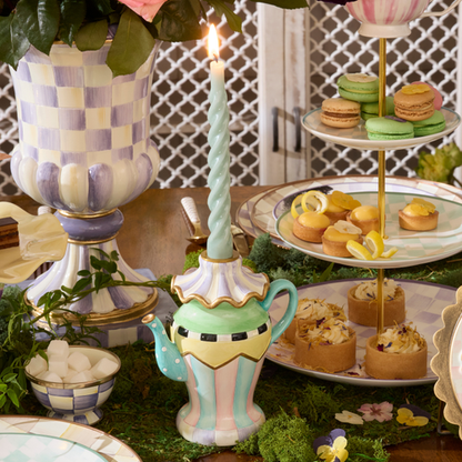 Violet Teapot candle holder by Mackenzie Childs