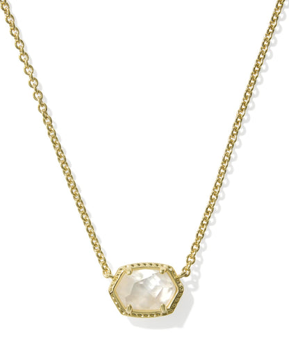 DAPHNE FRAME SHORT PENDANT NECKLACE GOLD IVORY MOTHER OF PEARL