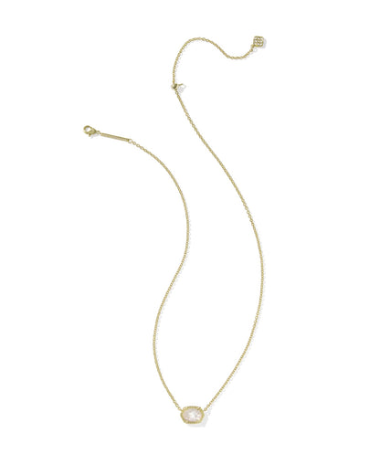 DAPHNE FRAME SHORT PENDANT NECKLACE GOLD IVORY MOTHER OF PEARL