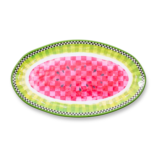 Watermelon Melamine oval platter by Mackenzie Childs