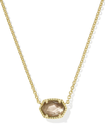 DAPHNE FRAME SHORT PENDANT NECKLACE GOLD TAUPE MOTHER OF PEARL