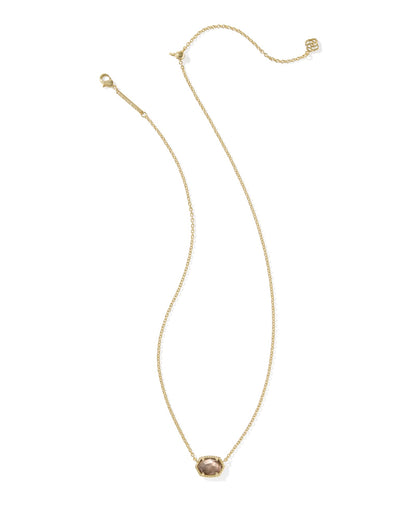 DAPHNE FRAME SHORT PENDANT NECKLACE GOLD TAUPE MOTHER OF PEARL