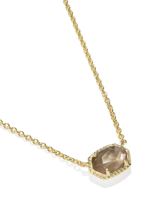 DAPHNE FRAME SHORT PENDANT NECKLACE GOLD TAUPE MOTHER OF PEARL