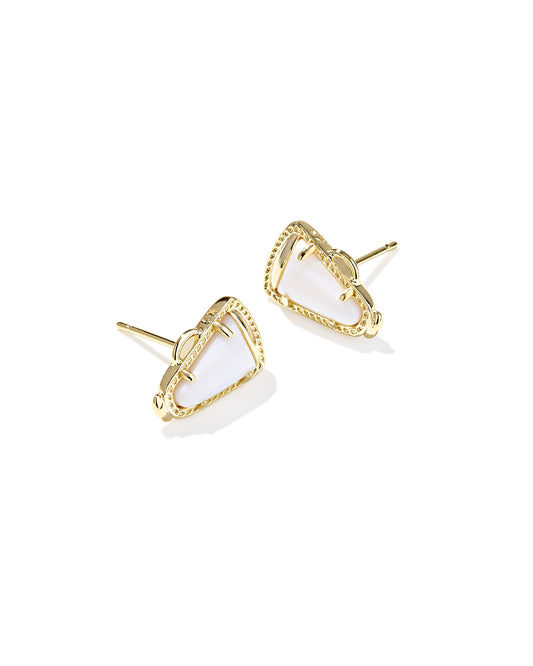CHEER STUD EARRINGS GOLD WHITE MOTHER OF PEARL