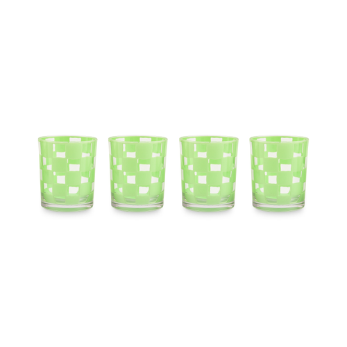 Green Check acrylic tumblers, set of 4 by Mackenzie Childs