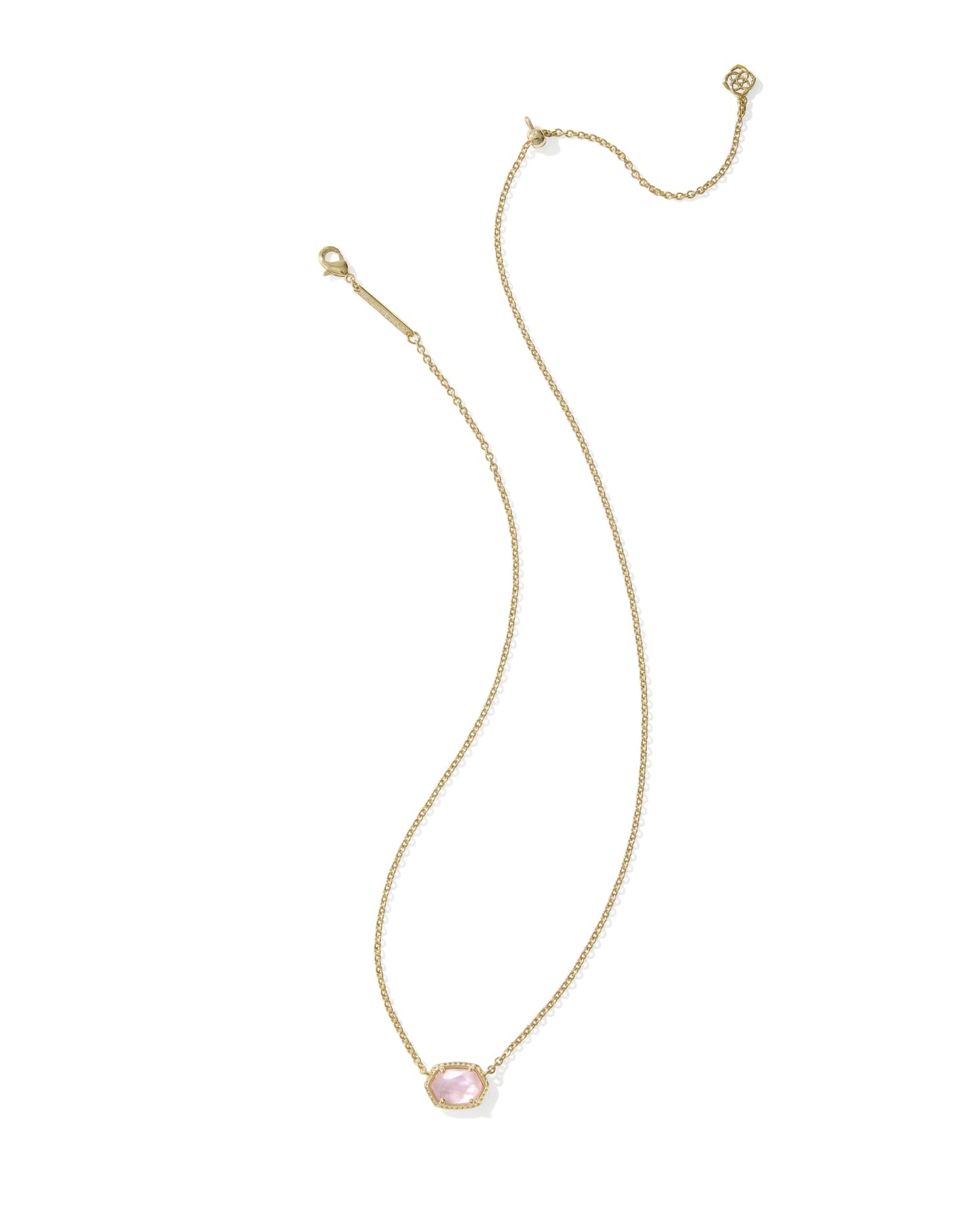 DAPHNE FRAME SHORT PENDANT NECKLACE GOLD LIGHT PINK MOTHER OF PEARL