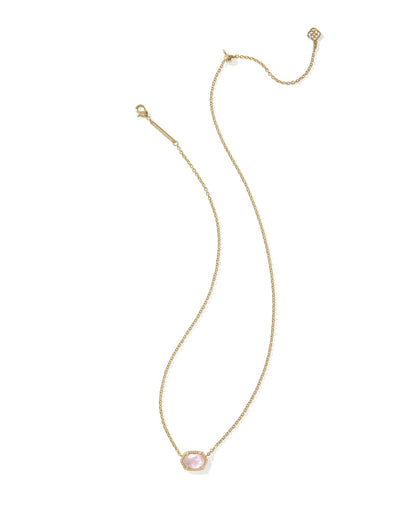 DAPHNE FRAME SHORT PENDANT NECKLACE GOLD LIGHT PINK MOTHER OF PEARL