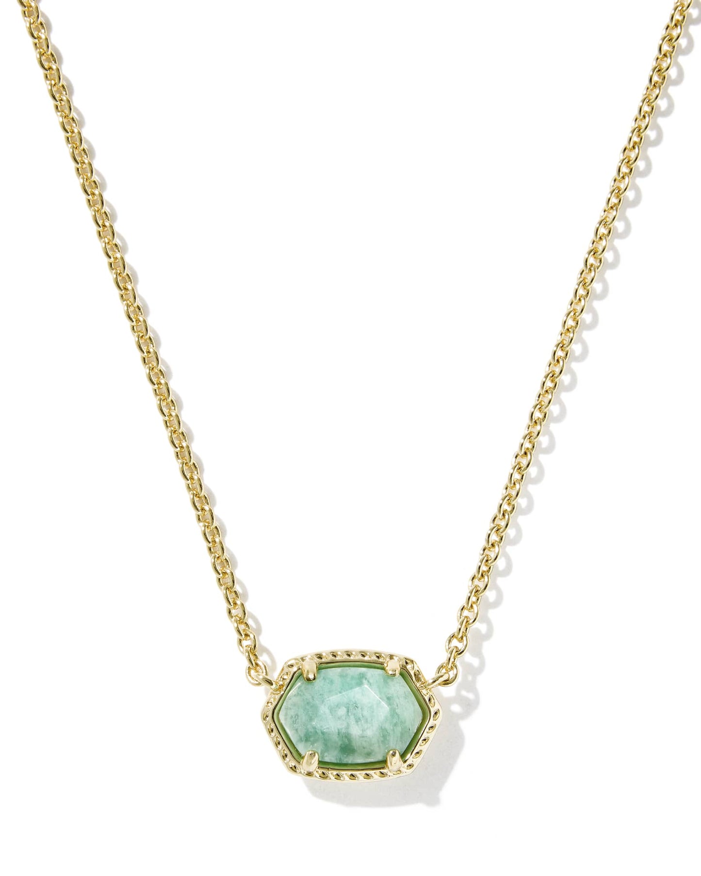 DAPHNE FRAME SHORT PENDANT NECKLACE GOLD TEAL AMAZONITE