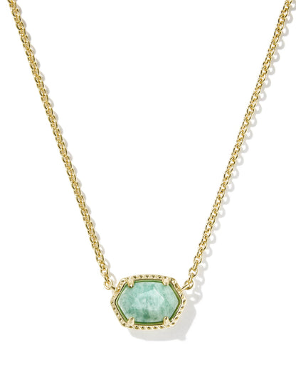 DAPHNE FRAME SHORT PENDANT NECKLACE GOLD TEAL AMAZONITE