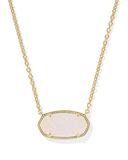 ELISA STATEMENT SHORT PENDANT NECKLACE GOLD IRIDESCENT DRUSY
