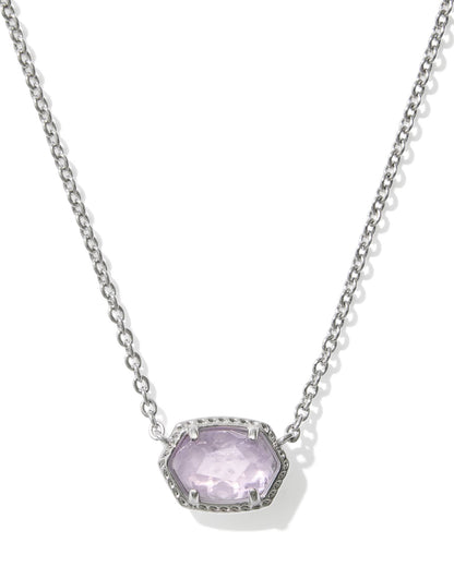 DAPHNE FRAME SHORT PENDANT NECKLACE SILVER PURPLE AMETHYST