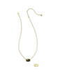 ELISA RIVETED SHORT PENDANT NECKLACE GOLD DARK BROWN HAWK'S EYE
