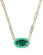 ELISA ENAMEL FRAME PAPERCLIP NECKLACE GOLD EMERALD ILLUSION