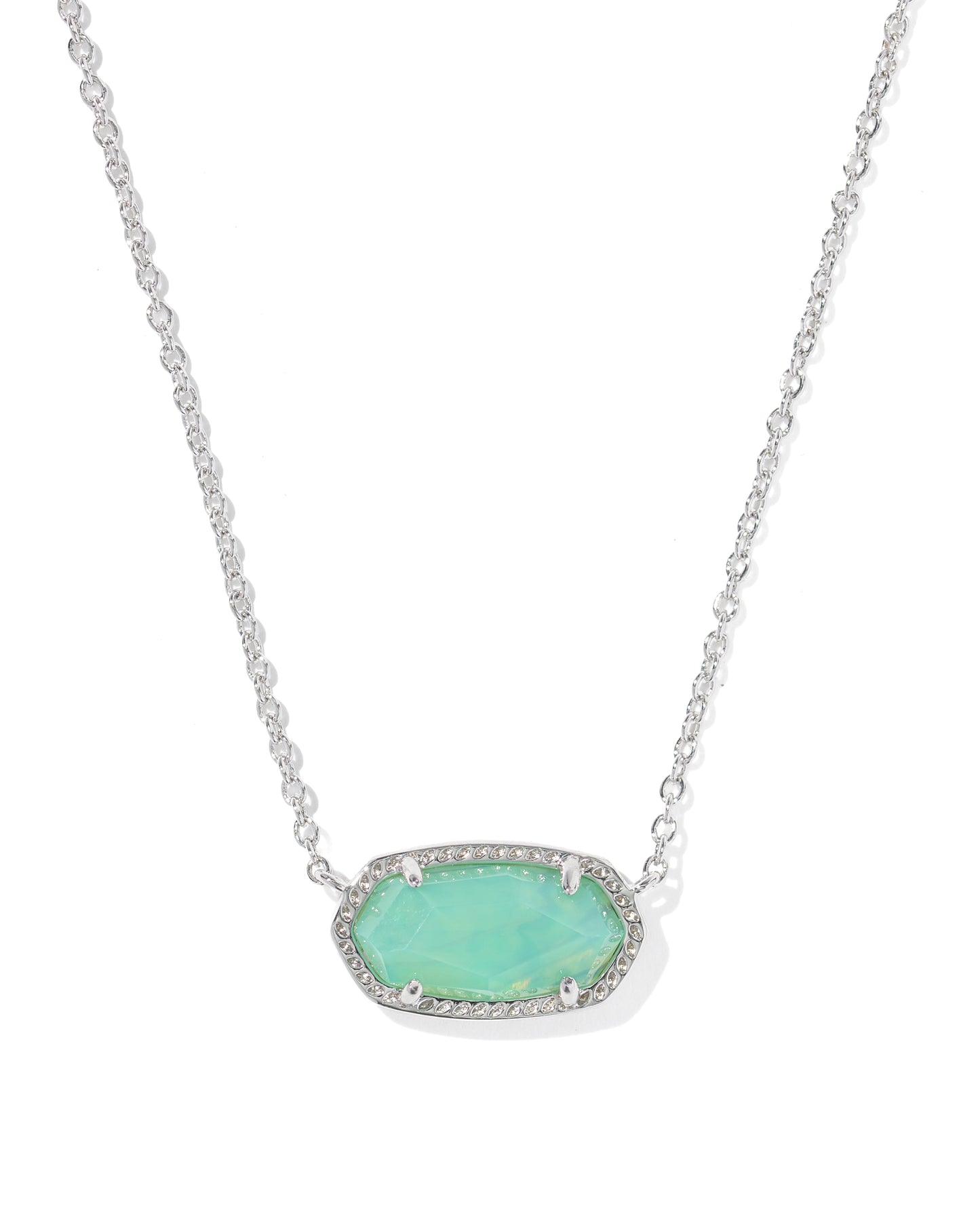 ELISA PENDANT NECKLACE SILVER MINT IRIDESCENT ABALONE