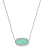 ELISA PENDANT NECKLACE SILVER MINT IRIDESCENT ABALONE