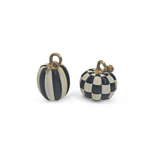 Mackenzie-Childs Courtly Check and Stripe Petite Pumpkins, set of 2
