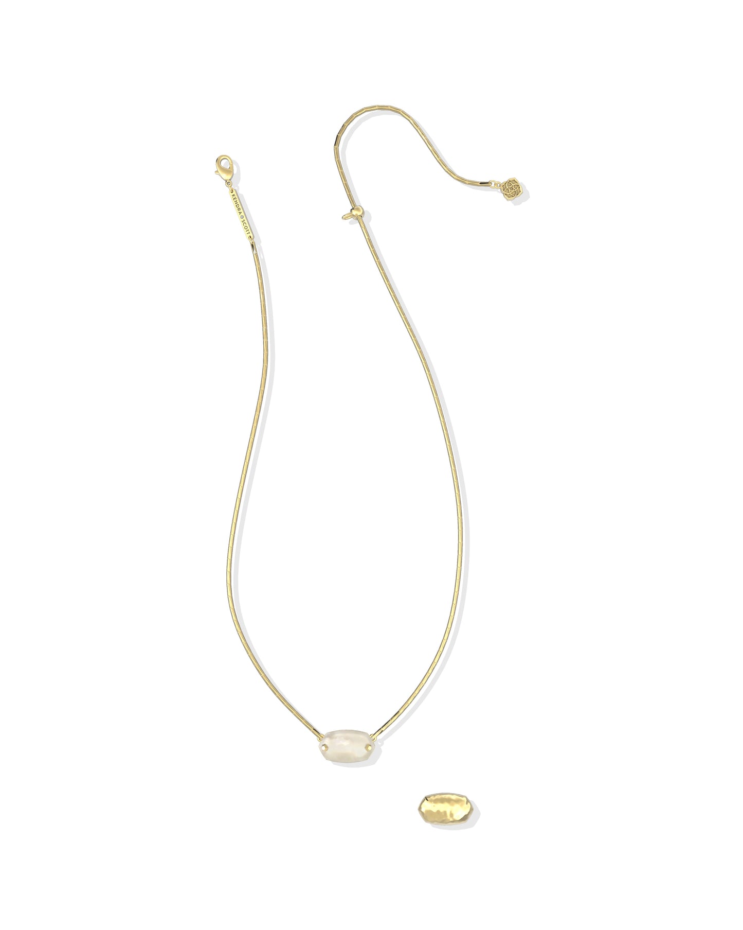 ELISA RIVETED SHORT PENDANT NECKLACE GOLD IVORY MOTHER OF PEARL
