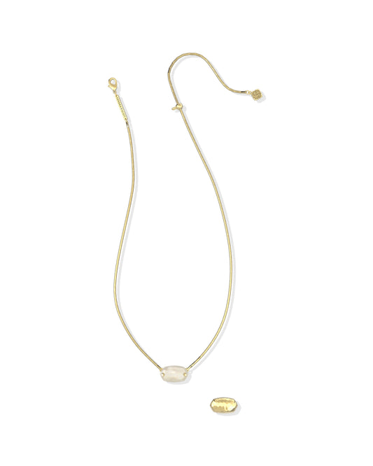 ELISA RIVETED SHORT PENDANT NECKLACE GOLD IVORY MOTHER OF PEARL