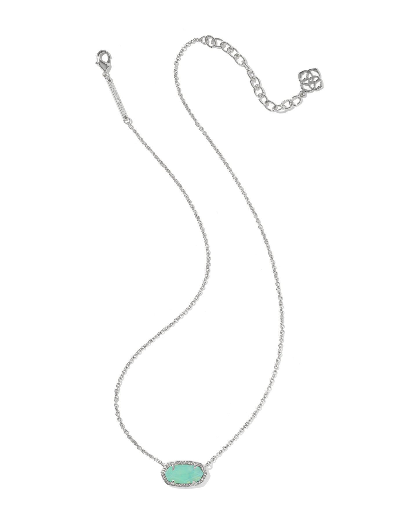 ELISA PENDANT NECKLACE SILVER MINT IRIDESCENT ABALONE