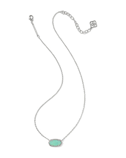 ELISA PENDANT NECKLACE SILVER MINT IRIDESCENT ABALONE