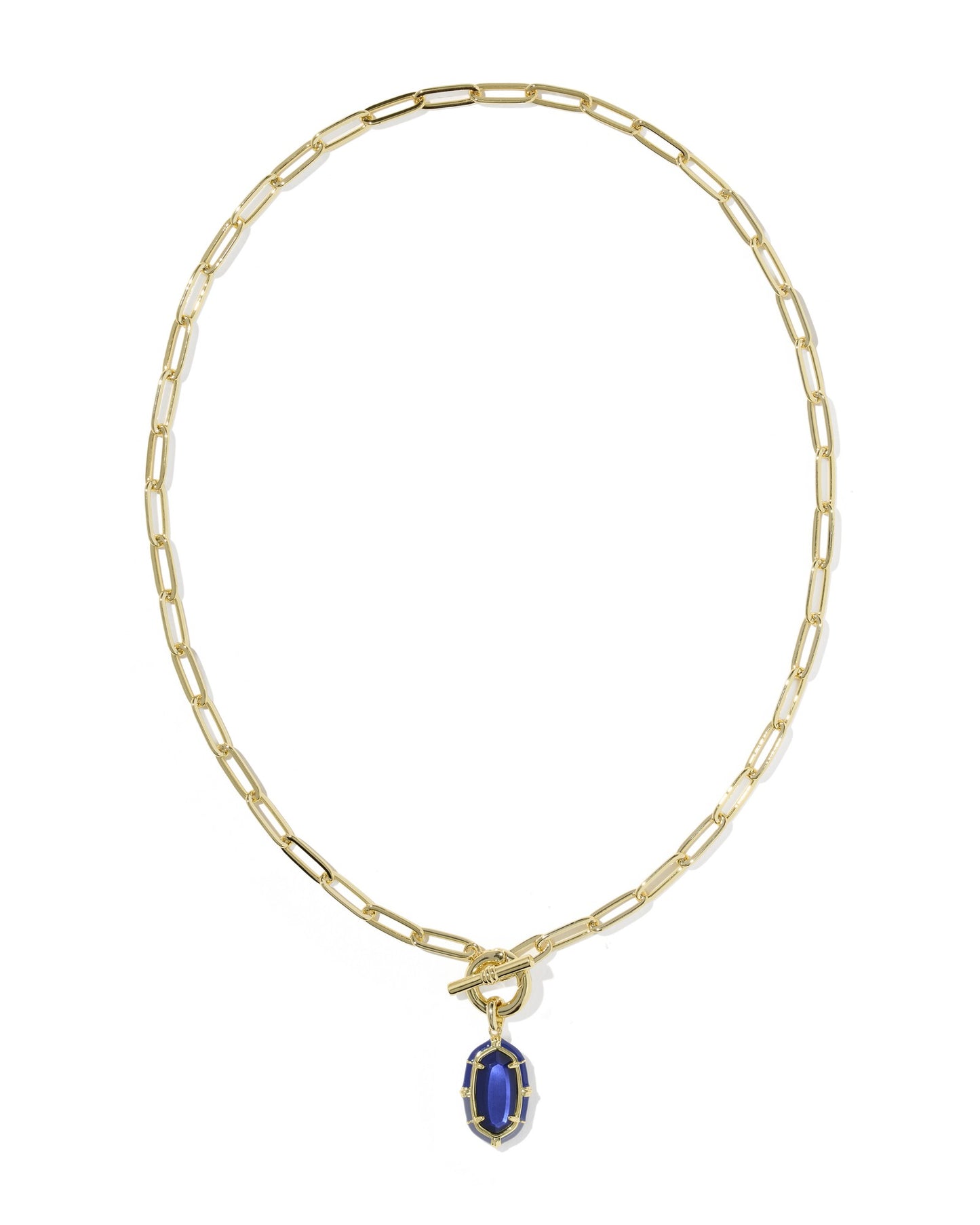 ELISA ENAMEL LINK AND CHAIN NECKLACE GOLD NAVY MOTHER OF PEARL