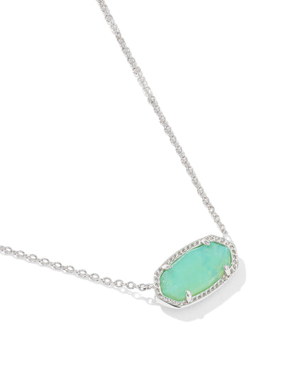 ELISA PENDANT NECKLACE SILVER MINT IRIDESCENT ABALONE