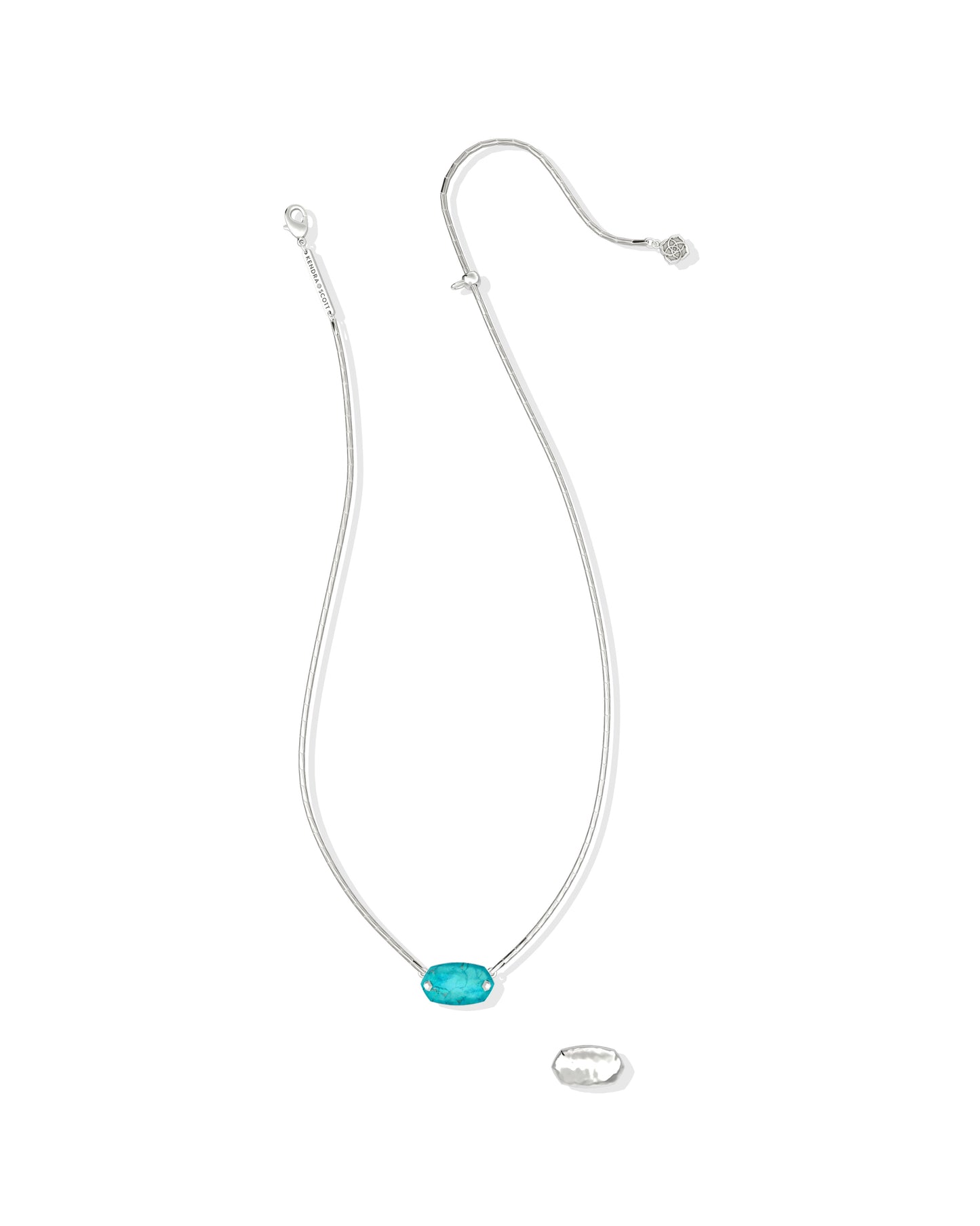 ELISA RIVETED SHORT PENDANT NECKLACE SILVER VARIEGATED TURQUOISE MAGNESITE