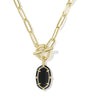 ELISA ENAMEL LINK AND CHAIN NECKLACE GOLD BLACK AGATE