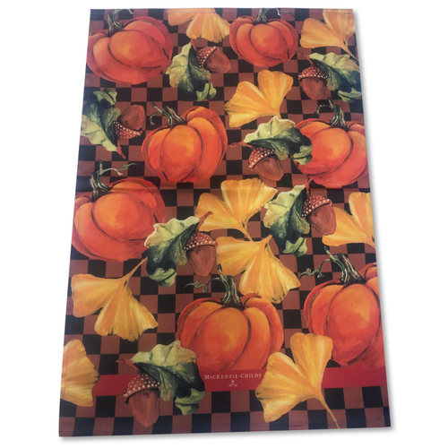 Mackenzie-Childs Checked Pumpkin Harvest Printed Dish Towel