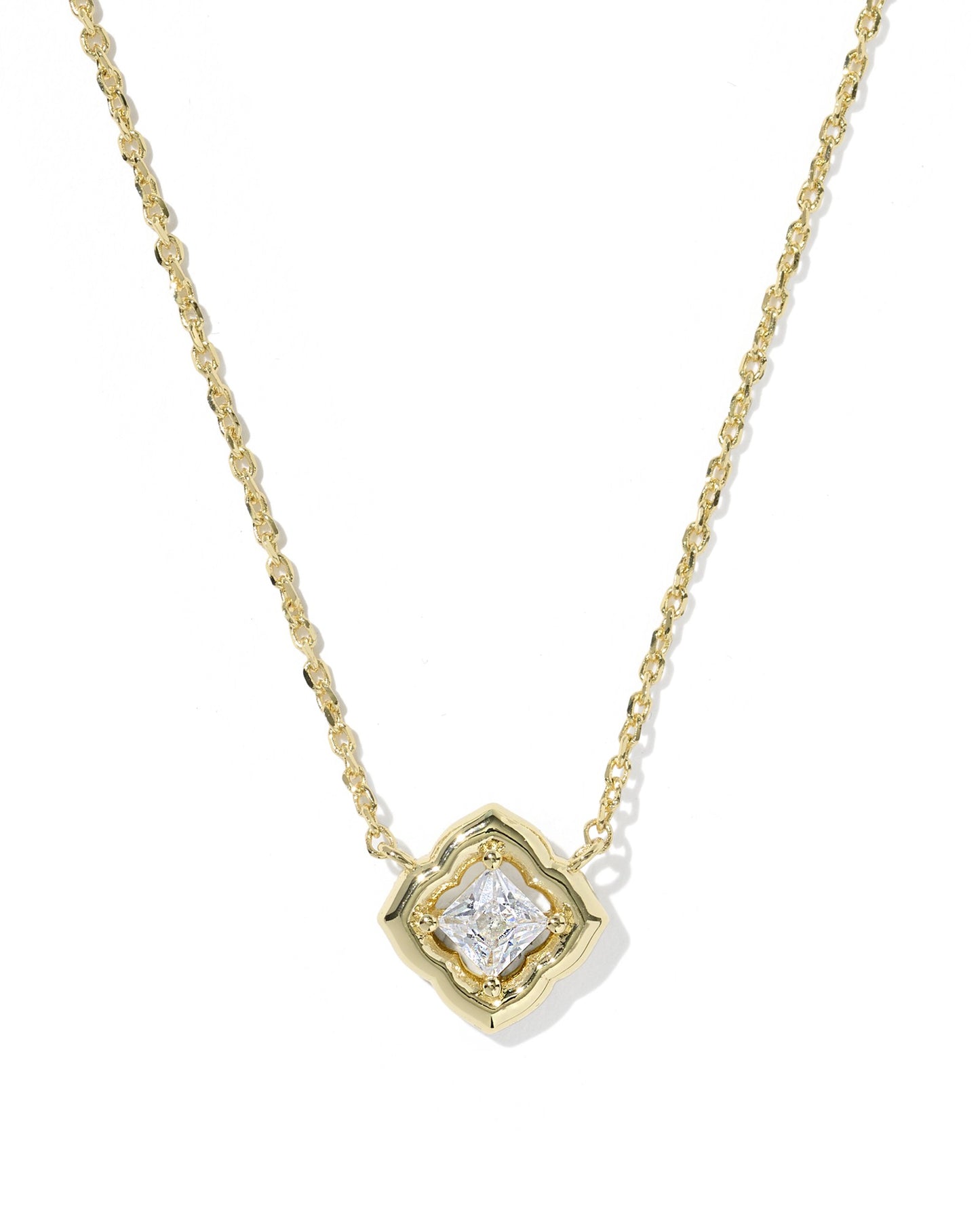 MALLORY CRYSTAL SHORT PENDANT NECKLACE GOLD WHITE CZ