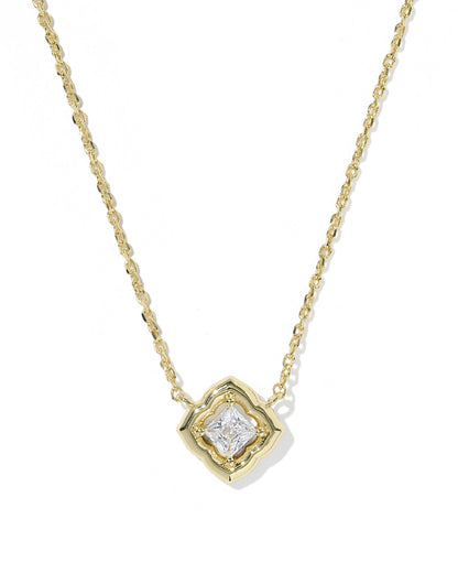 MALLORY CRYSTAL SHORT PENDANT NECKLACE GOLD WHITE CZ