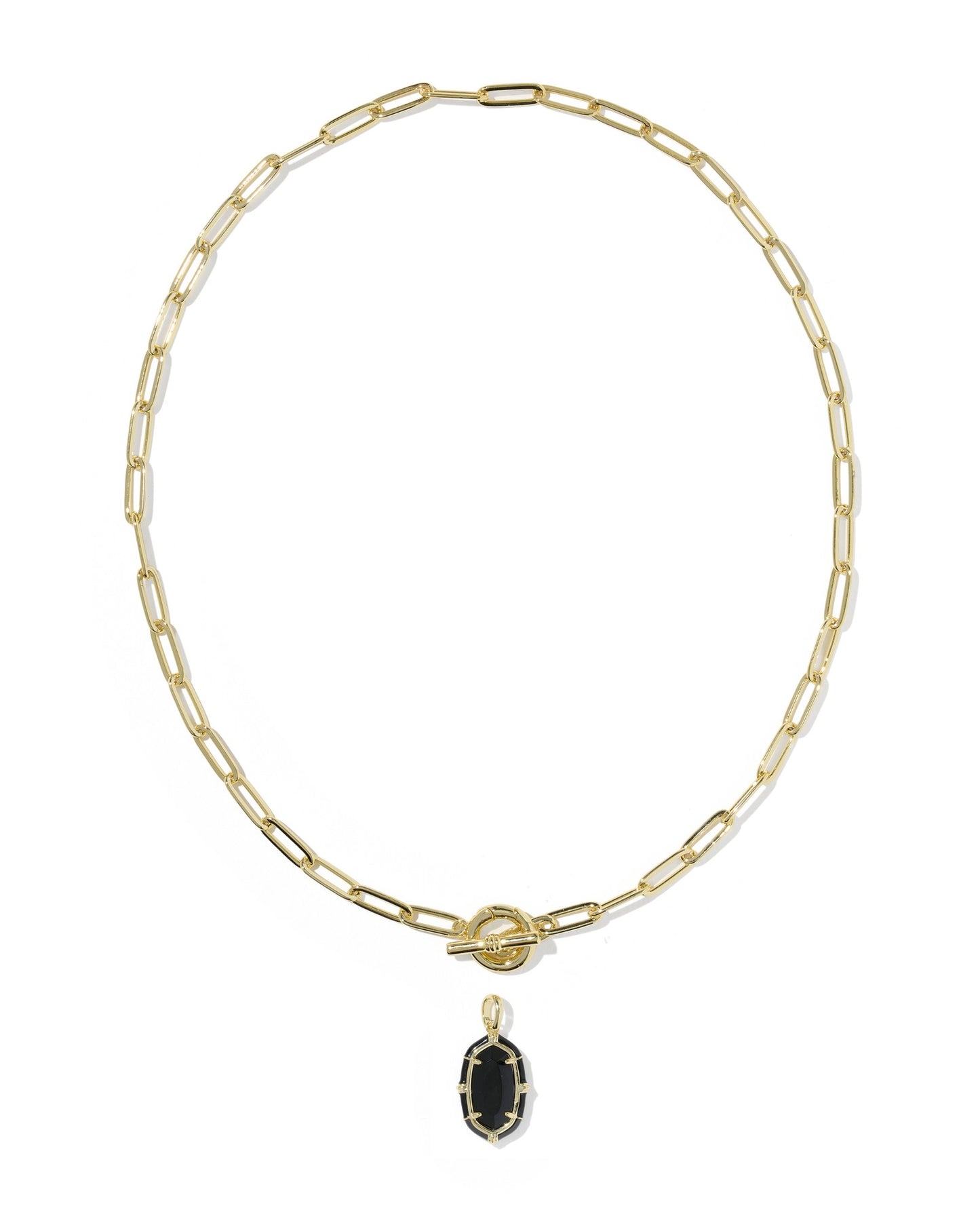 ELISA ENAMEL LINK AND CHAIN NECKLACE GOLD BLACK AGATE