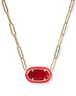 ELISA ENAMEL FRAME PAPERCLIP NECKLACE GOLD RED ILLUSION