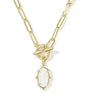 ELISA ENAMEL LINK AND CHAIN NECKLACE GOLD WHITE MOTHER OF PEARL