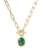 DAPHNE LINK AND CHAIN NECKLACE GOLD BRONZE VEINED GREEN MALACHITE
