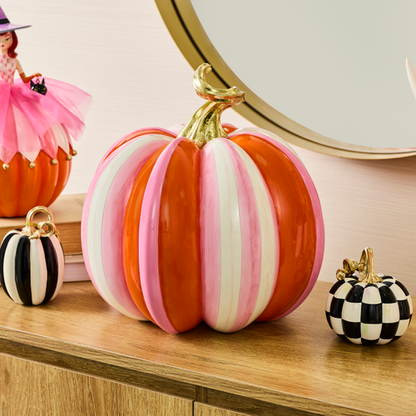 Mackenzie-Childs glam 'o' ween fairytale stripe pumpkin