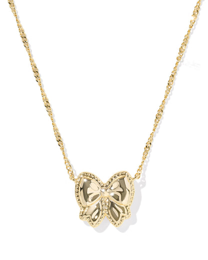 HALEY BOW SHORT PENDANT NECKLACE GOLD IVORY MOTHER OF PEARL
