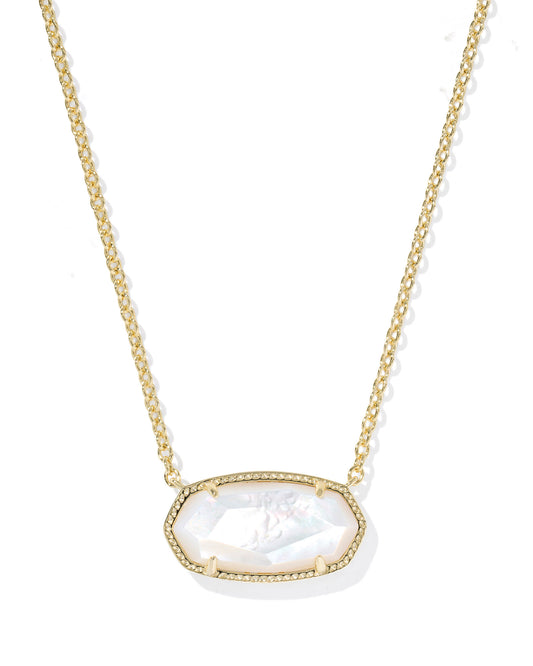 ELISA STATEMENT SHORT PENDANT NECKLACE GOLD IVORY MOTHER OF PEARL