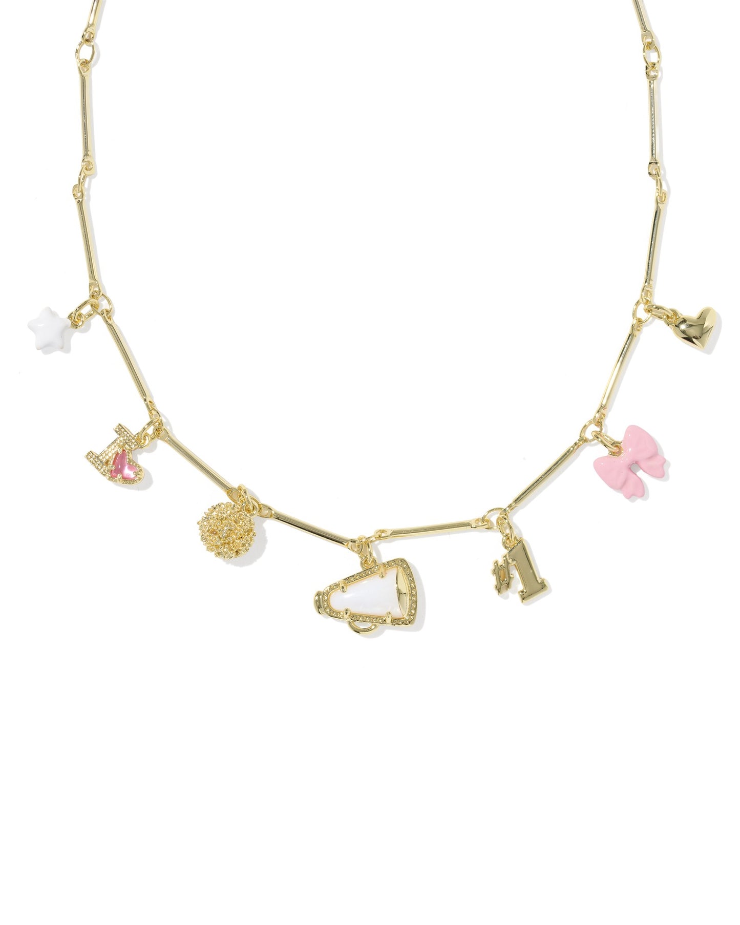 CHEER CHARM NECKLACE GOLD PINK WHITE MIX