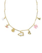 CHEER CHARM NECKLACE GOLD PINK WHITE MIX