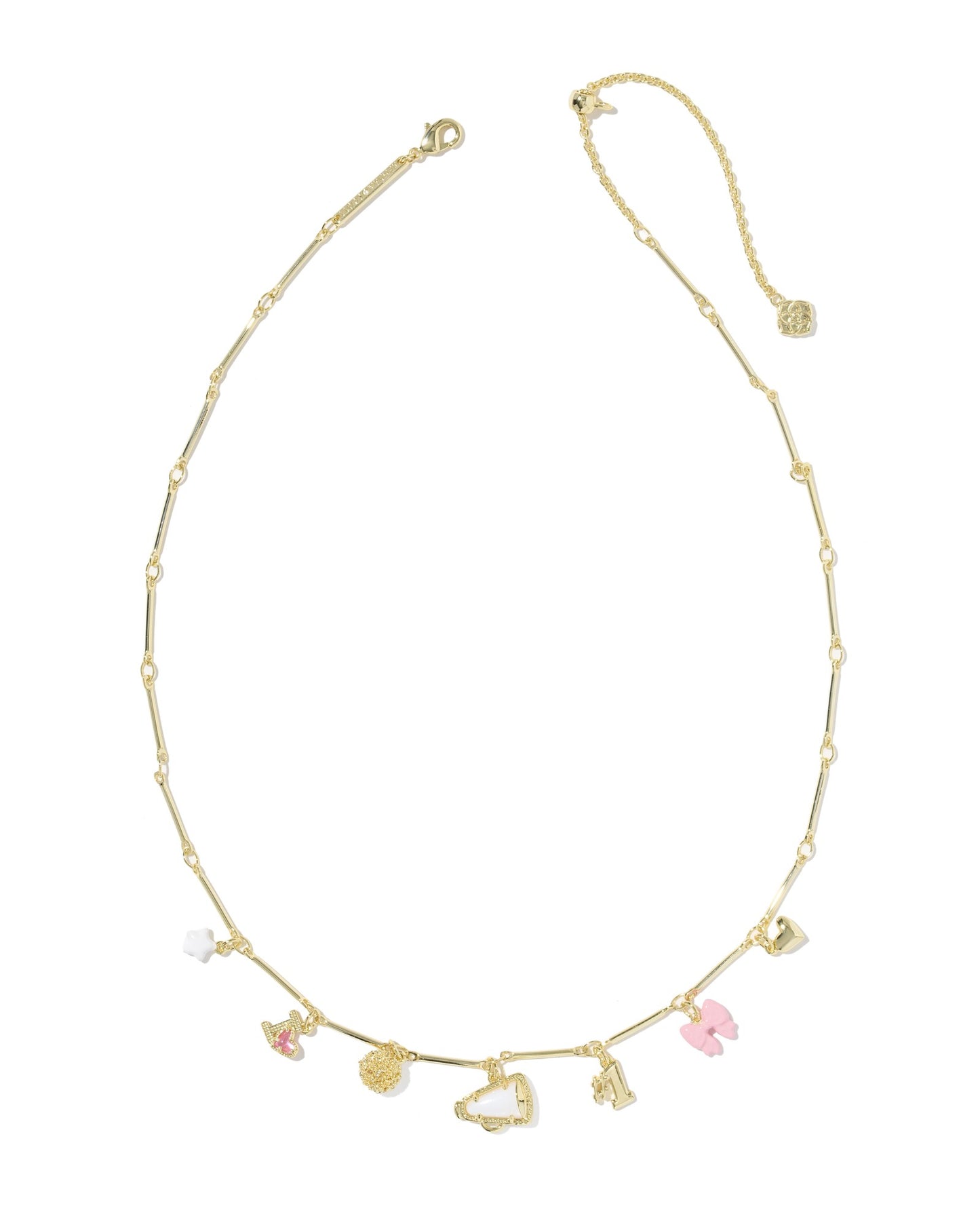 CHEER CHARM NECKLACE GOLD PINK WHITE MIX